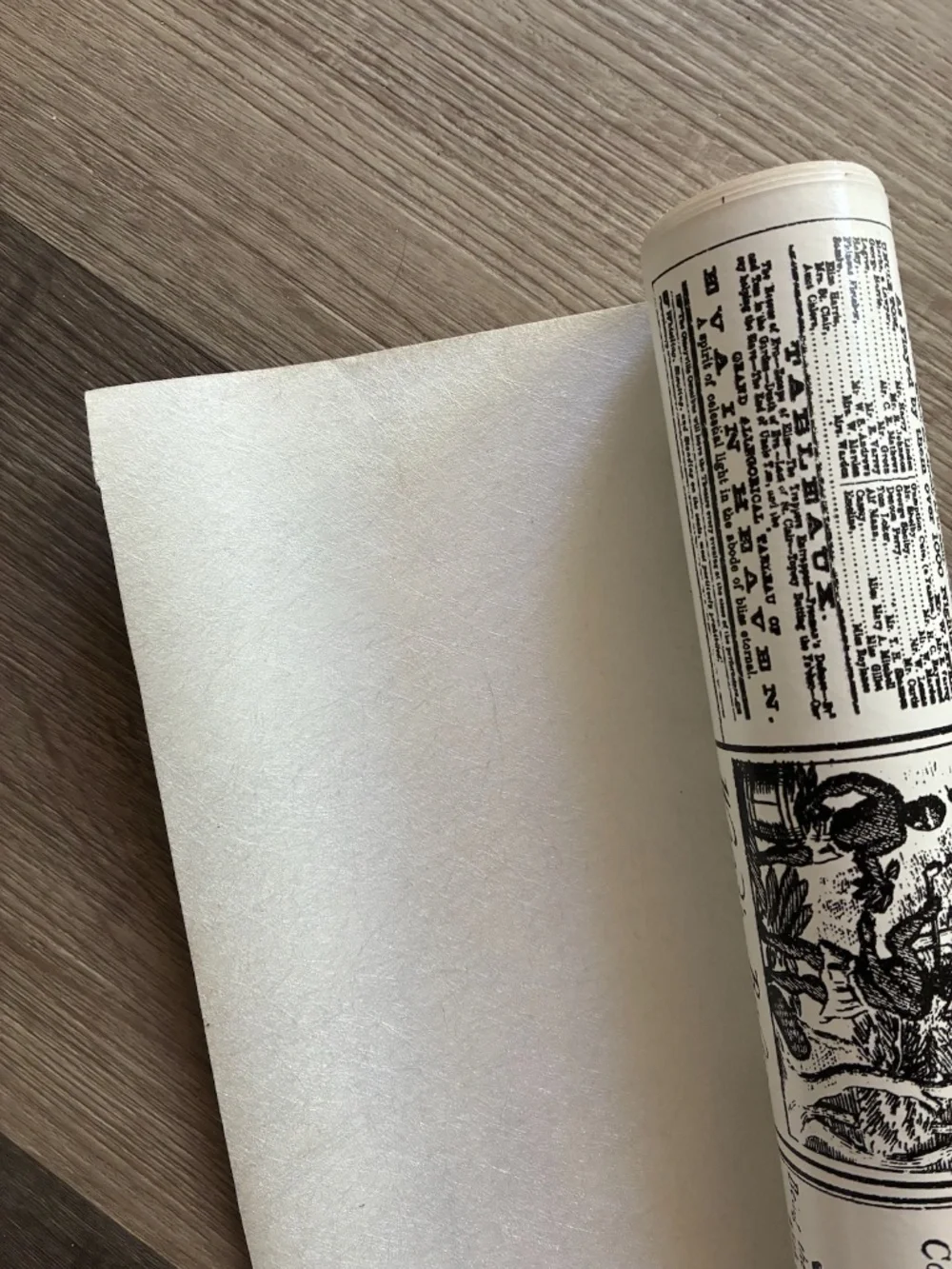 VTG 1970s Victorian Newsprint Wallpaper 11 Yds